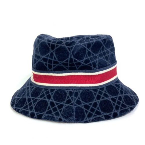 Dior 15CAN923X134 21AW Velor Cannage logo bob Hat bucket hat Navy/Red - Picture 8 of 11